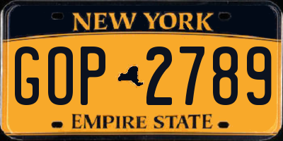 NY license plate GOP2789