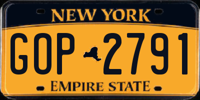 NY license plate GOP2791