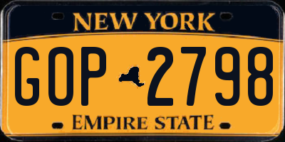 NY license plate GOP2798
