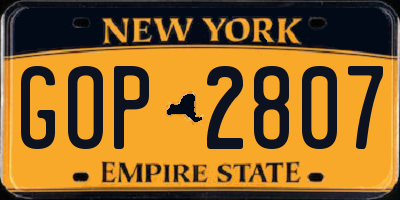 NY license plate GOP2807