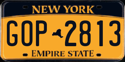 NY license plate GOP2813