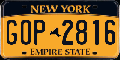 NY license plate GOP2816