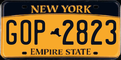 NY license plate GOP2823