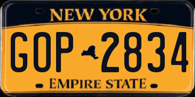 NY license plate GOP2834