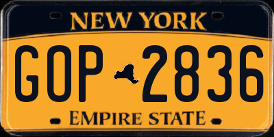 NY license plate GOP2836