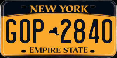 NY license plate GOP2840
