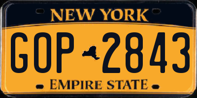 NY license plate GOP2843