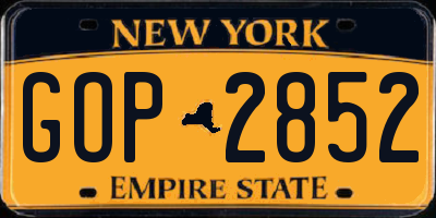 NY license plate GOP2852