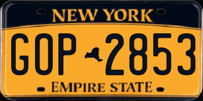 NY license plate GOP2853