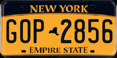 NY license plate GOP2856