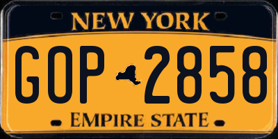 NY license plate GOP2858