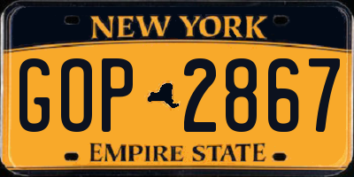 NY license plate GOP2867
