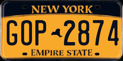 NY license plate GOP2874