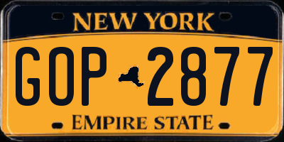 NY license plate GOP2877
