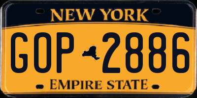 NY license plate GOP2886
