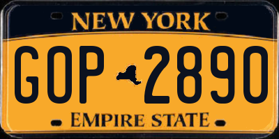 NY license plate GOP2890