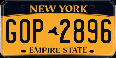 NY license plate GOP2896