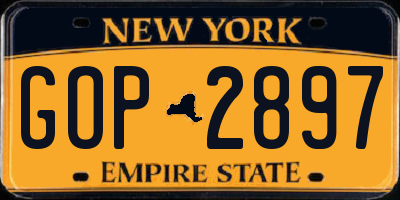 NY license plate GOP2897
