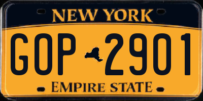 NY license plate GOP2901