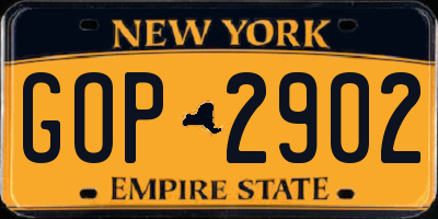 NY license plate GOP2902