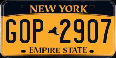 NY license plate GOP2907