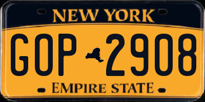 NY license plate GOP2908