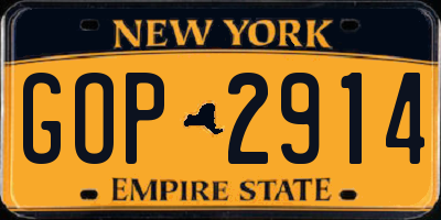 NY license plate GOP2914