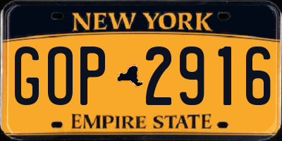 NY license plate GOP2916