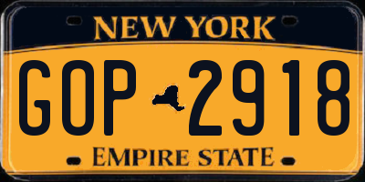 NY license plate GOP2918