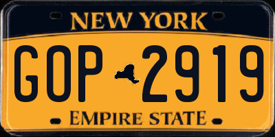 NY license plate GOP2919