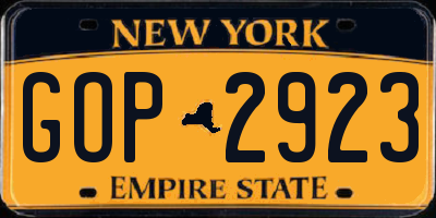 NY license plate GOP2923