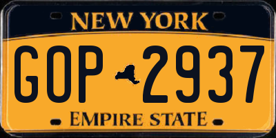 NY license plate GOP2937