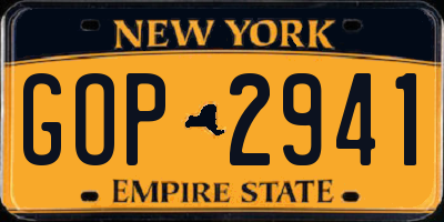 NY license plate GOP2941