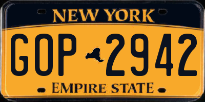 NY license plate GOP2942