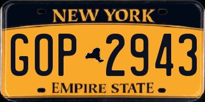 NY license plate GOP2943