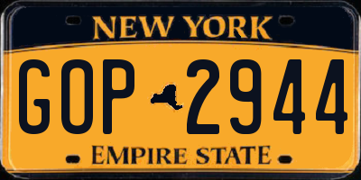 NY license plate GOP2944