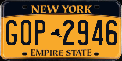 NY license plate GOP2946