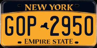 NY license plate GOP2950