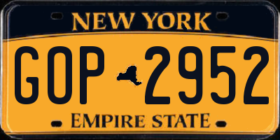 NY license plate GOP2952