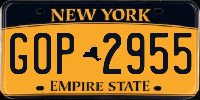 NY license plate GOP2955