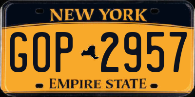 NY license plate GOP2957