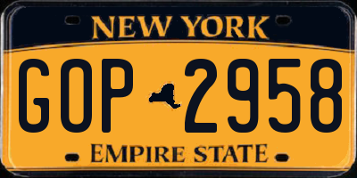 NY license plate GOP2958