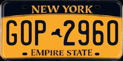 NY license plate GOP2960
