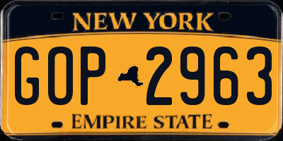 NY license plate GOP2963