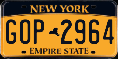 NY license plate GOP2964
