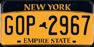 NY license plate GOP2967