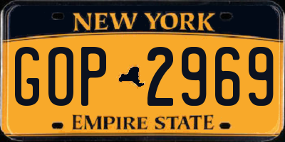 NY license plate GOP2969