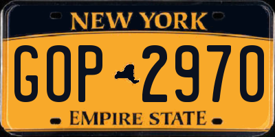NY license plate GOP2970