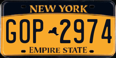 NY license plate GOP2974
