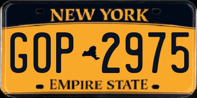 NY license plate GOP2975